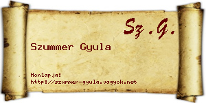 Szummer Gyula névjegykártya